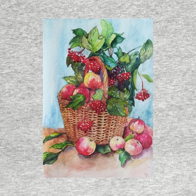 Basket full of apples and berries by Anthropolog